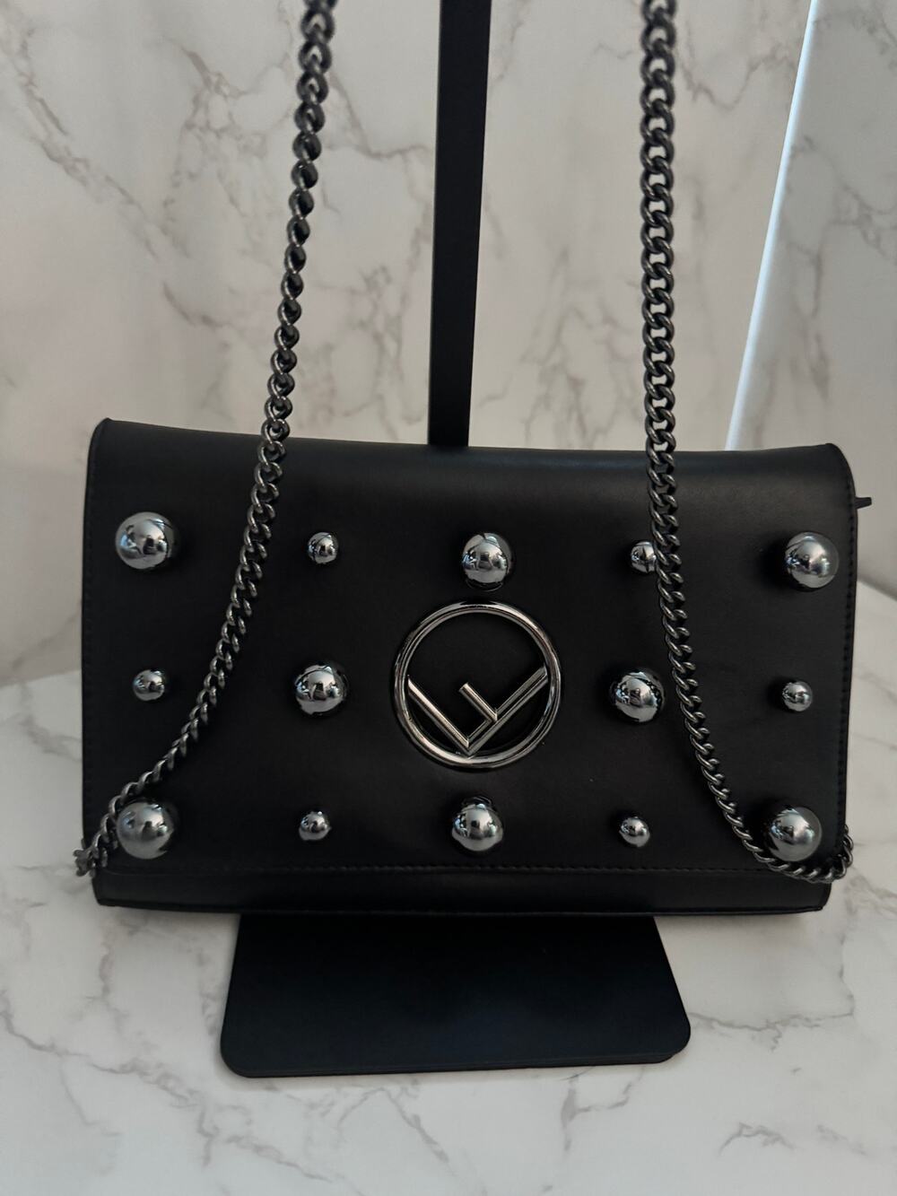 Fendi F Logo Liberty Pearl Wallet on Chain